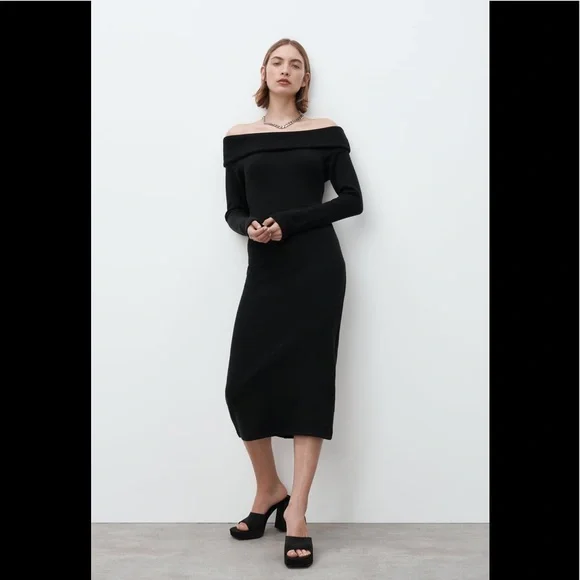 Zara knit midi dress cheap